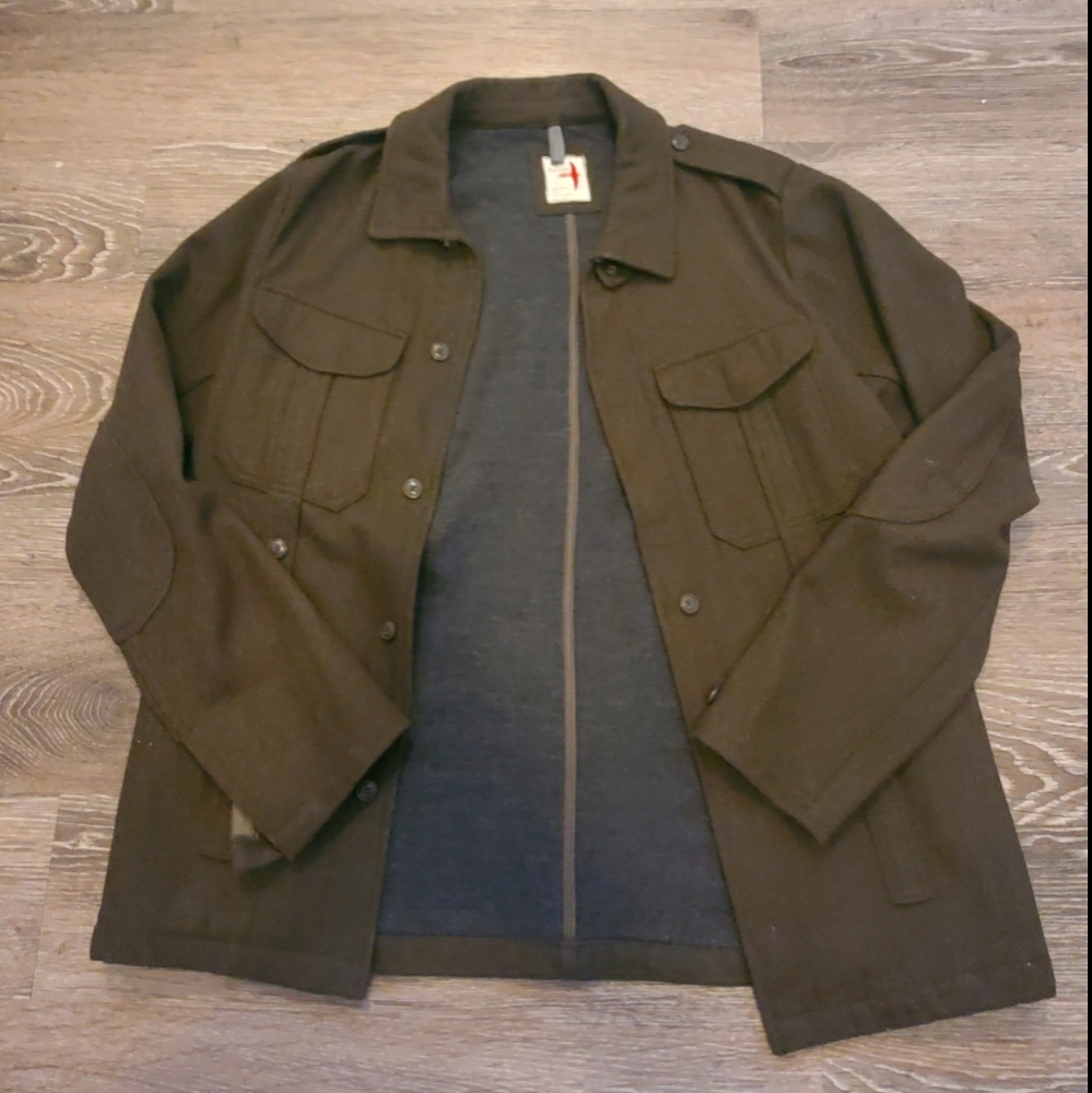 Men's Relwen button-down jacket size M, dark olive
